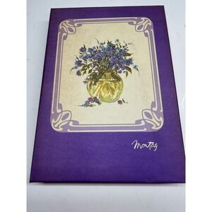 Vintage Montag Stationery Set Floral Mead Purple Box 17 Sheets 12 Env